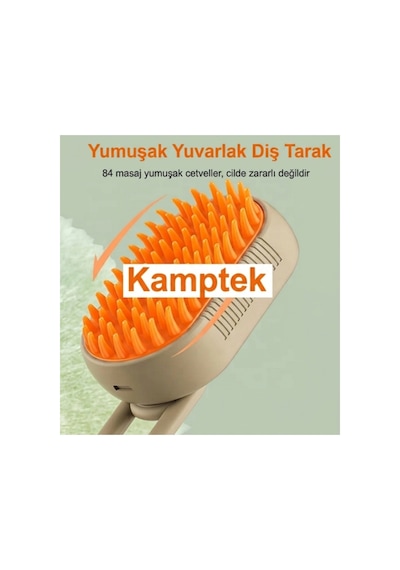 Kamptek Hazneli Kedi Köpek Tüy Toplama Fırçası - Su Drenajlı Masaj Tarağı