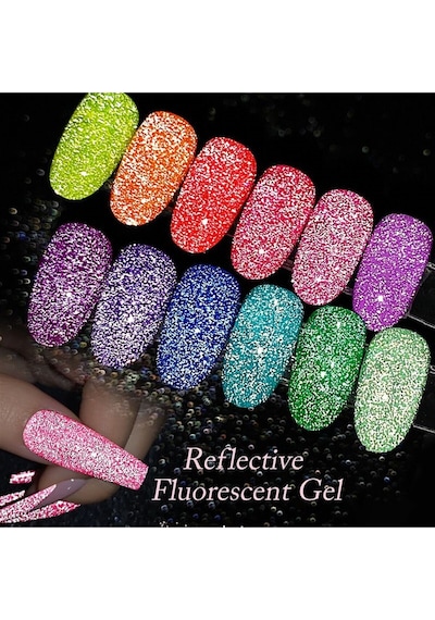 Ur Sugar Reflective Fluorescent Gel 7,5 Ml Karanlıkta Parlayan Sımlı Kalıcı Oje R022