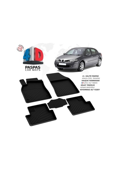 Renault Megane 2 Sd 4d Araca Özel Havuzlu Kauçuk Paspas 2002-2008