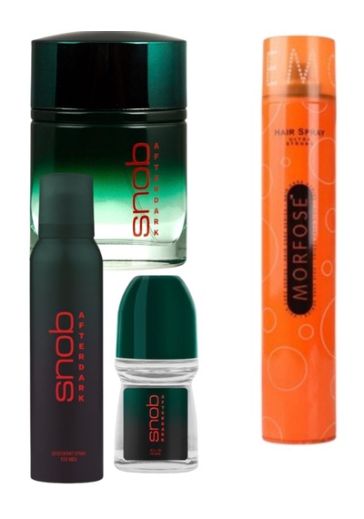 Snob After Dark Erkek Parfüm EDT 100 ML + After Dark Erkek Sprey Deodorant 150 ML + Roll-On 50 ML + Morfose Saç Spreyi