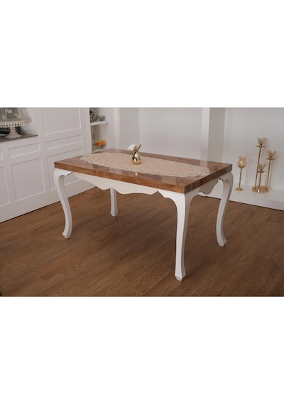 Nadide Lüx Güpürlü Simli Keten Kumaş Bej Salon Takımı 5 Parça 40x160 Cm 1365 Bej