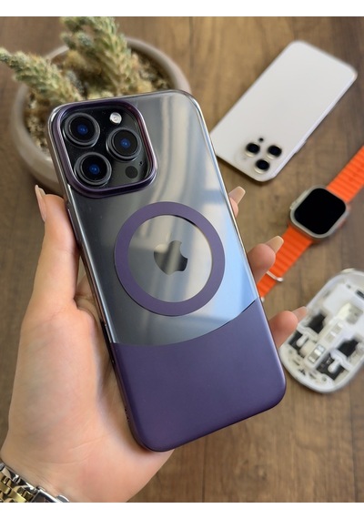 Apple iPhone 16 Pro Max Magsafe Uyumlu Mika Sararmaz Kılıf Soocase720 Mor