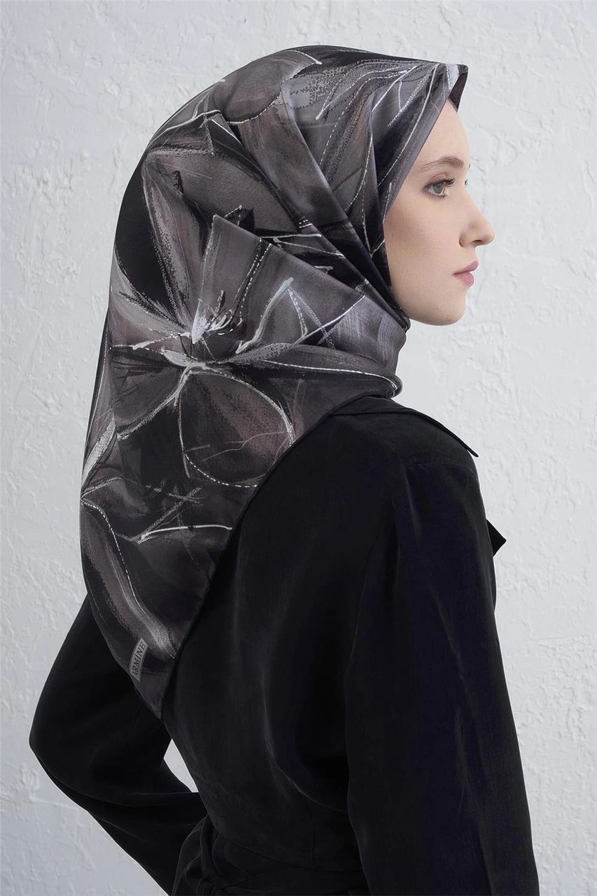 Armine Saf İpek Sura Eşarp 9406d 59 Gri