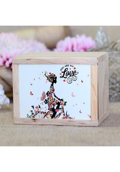Ahşap Kutusunda Love Tasarımlı Kupa Bardak Beyaz - Çok Renkli