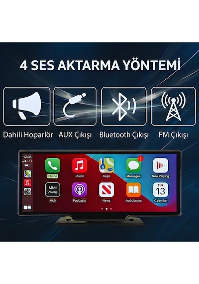 Embatech 10.26 İnç Carplay Ve Android Auto Destekli 4k Ön Arka Çift Kameralı Tak Çalıştır Araç Multimedya Ekranı 10.25"