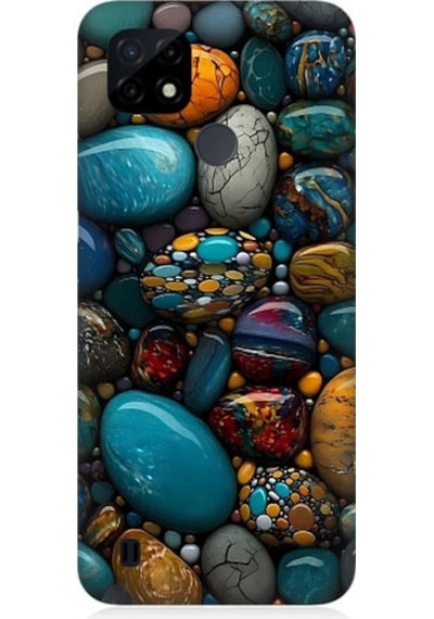 Realme C21 Uyumlu Renkli Doğal Taşlar Desenli Silikon Kılıf