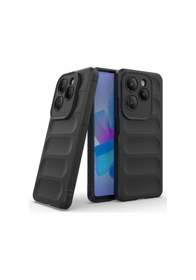 Zore İnfinix Hot 40 Pro Kılıf Esnek Tpu Oyuklu Arka Yüzey Tasarımlı Etnik Silikon Siyah