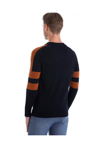 Hatemoğlu Lacivert Comfort Fit Düz Pamuklu Yarım Balıkçı Yaka Casual Triko Lacivert