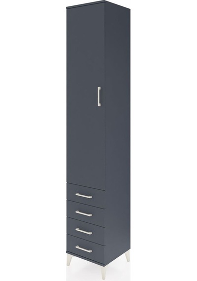 Hyperion Dolap 5 Raflı 4 Çekmeceli Tek Kapaklı 44x44x243 Antrasit-antrasit Antrasit