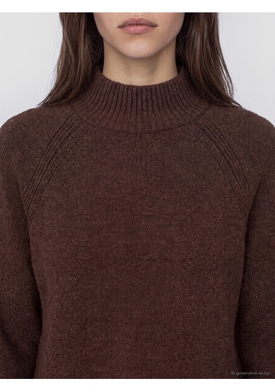 Lcw Modest Kahverengi Yarım Balıkçı Yaka Oversize Kadın Triko Tunik Xl-2xl