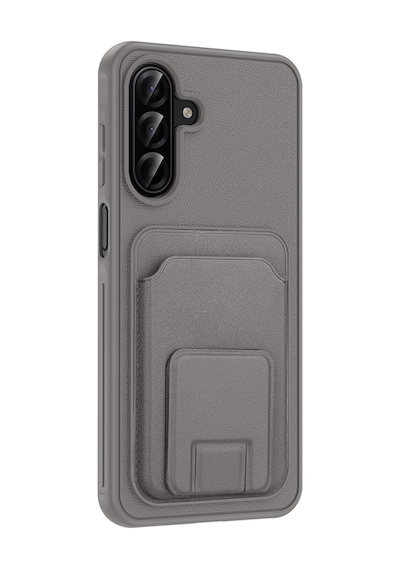 Samsung Uyumlu Galaxy A17 Kılıf Kartlıklı Tpu Bikart Kılıf Gri