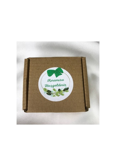 Kına Sticker Yeşil Fiyonk Yapraklar Kınamıza Hoşgeldiniz Mat Etiket 4 Cm 100 Adet Çok Renkli