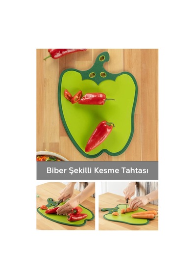 Ers Dolma Biber Figürlü Kaydırmaz Kesme Tahtası Doğrama Panosu Çok Renkli
