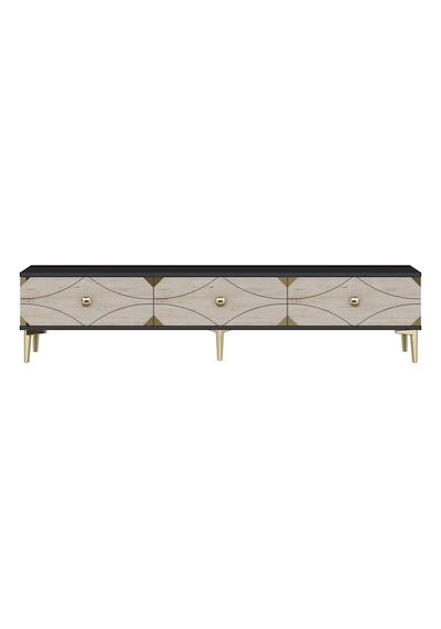 Tsa1897atg Alfa Tv Sehpası Antrasit-traverten-gold 180cm