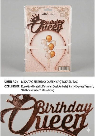 Mika Taç Birtday Queen - Rose Gold Tüm Yaşlar