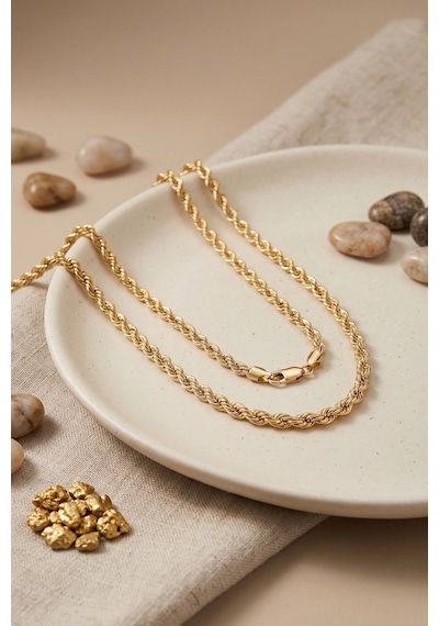 Mey İthalat Cm Burgu Zincir Model Gold Renk 50 Cm Kadın Kolye Çok Renkli