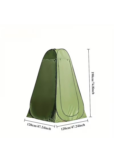 Otomatik Açılır İki Pencereli Katlanabilir Kamp Duş, Tuvalet Ve Giyinme Çadırı - 120x120x190 Cm Haki