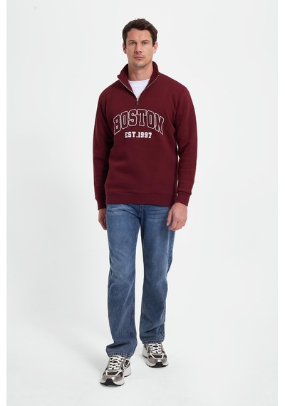 Tudors Erkek Relax Fit Rahat Kesim Pamuklu Yarım Fermuarlı Baskılı Bordo Sweatshirt-42314 Bordo Tudors Erkek Relax Fit Rahat Kesim Pamuklu Yarım Fermuarlı Baskılı Bordo Sweatshirt-42314 Bordo