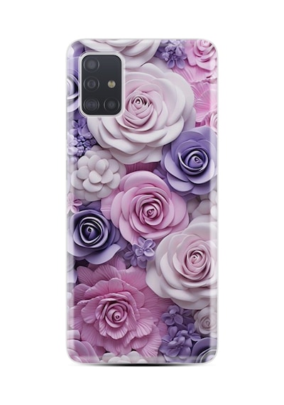 Samsung Galaxy Uyumlu A51 Kılıf Boutique Baskılı Resimli Mor Güller Pcode -029