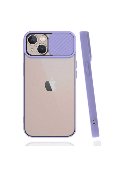 Kilifone - Apple Uyumlu iPhone 13 Mini - Kılıf Slayt Sürgülü Arkası Buzlu Lensi Kapak - Lila