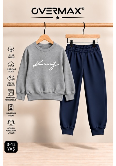 Overmax Italik King Baskılı Kapüşonsuz Sweatshirt Eşofman Takımı 3-12 Yaş Gri - Lacivert - 923537849 Gri - Lacivert Overmax Italik King Baskılı Kapüşonsuz Sweatshirt Eşofman Takımı 3-12 Yaş Gri - Lacivert - 923537849 Gri - Lacivert
