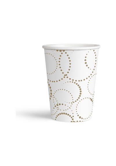 Bardak Elegant Lüks 6lı -beyaz-karton Noktalı Varaklı Parti Bardağı