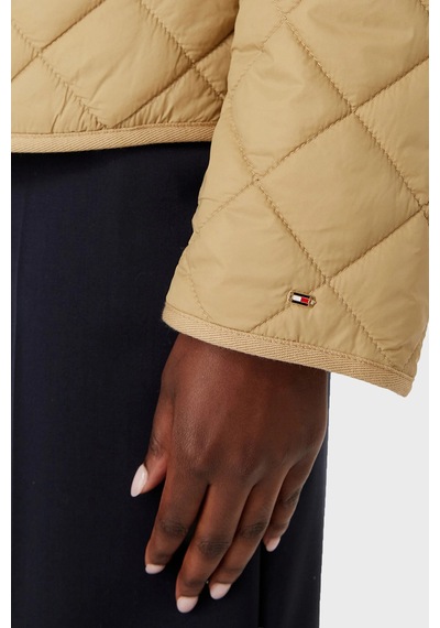 Tommy Hilfiger Slim Fit Uzun Kollu Cepli Çıtçıtlı Kapitone Ceket Kadın Mont Ww0ww50936 Aeh Camel