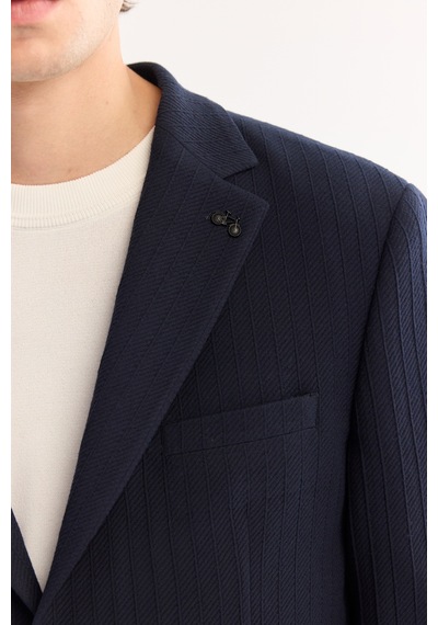 Avva Erkek Lacivert Mono Yaka Bi-stretch Hafif Çizgili Blazer Comfort Slim Fit Ceket A52y4004 Avva Erkek Lacivert Mono Yaka Bi-stretch Hafif Çizgili Blazer Comfort Slim Fit Ceket A52y4004