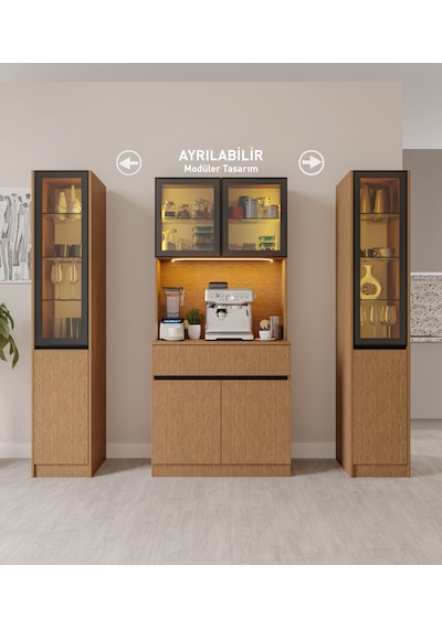 Bambu Maxi Komple Mdf Led Aydınlatmalı Kahve Köşesi Bambu Maxi Komple Mdf Led Aydınlatmalı Kahve Köşesi
