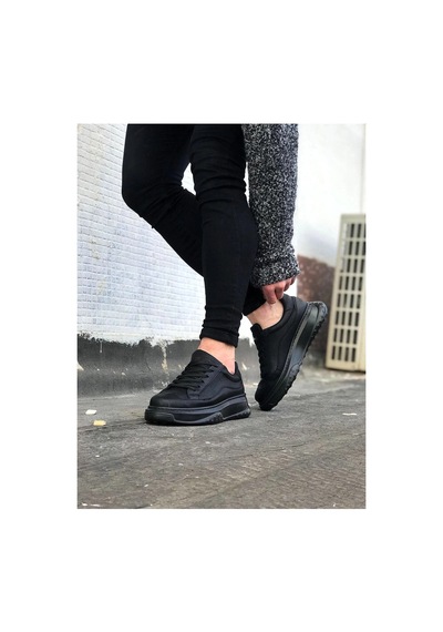 Mevese Rovero Erkek Bağcıklı Cilt Günlük Sneaker Ayakkabı Siyah