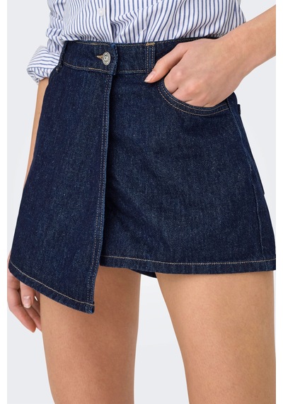 Only Kadın 100% Pamuk Regular Fit Şort Etek - 15357947 Mavi
