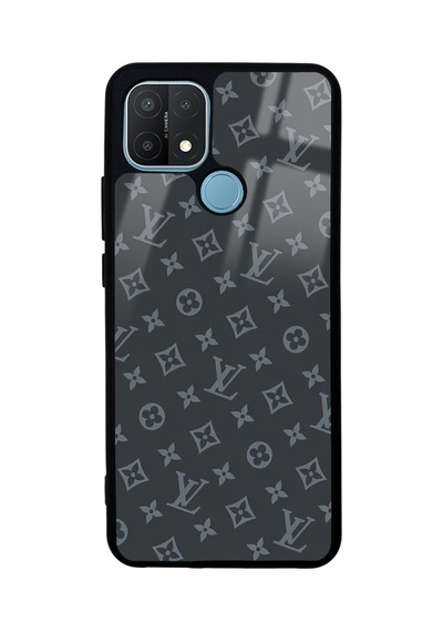 Oppo A15 Gray Lv Tasarımlı Glossy Telefon Kılıfı Gri