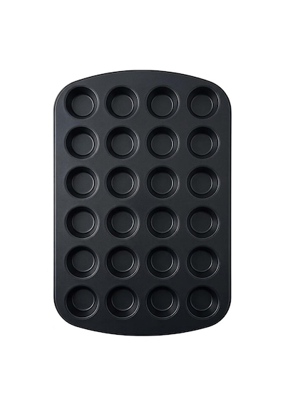 24'lü Mini Muffin Kalıbı Yanmaz Yapışmaz Karbon Çelik Kek Ve Kapkek Fırın Tepsisi 39.5x24.5 Cm Gri