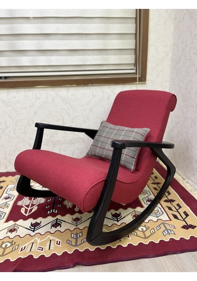 Asedia Ekol Siyah Kırmızı Ahşap Sallanan Sandalye Dinlenme Koltuğu