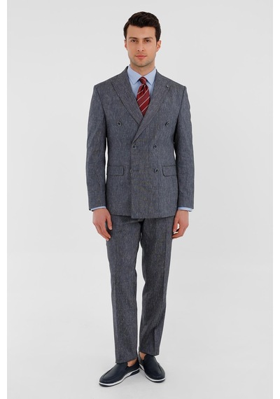 Uki Lacivert Comfort Fit 6 Drop Kruvaze Takım Elbise Lacivert