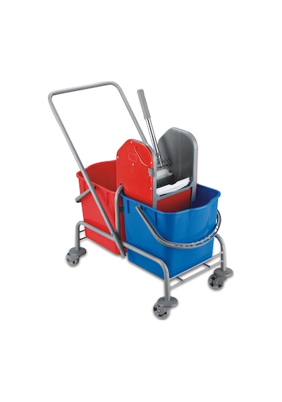 Üçtem CK754 Çift Kovalı Plastik Presli Metal Boyalı Taşıyıcılı Temizlik Arabası 2 x 25 L