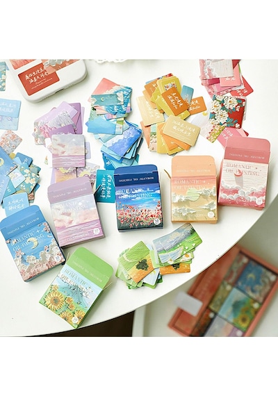 Yağlı Boya Resim Temalı 6 Adet Sticker Kutu Seti Bullet Journal
