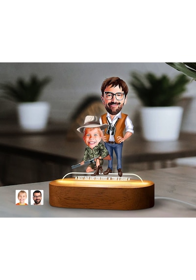 Bk Gift Kişiye Özel Baba-oğul Karikatürlü Dekoratif 3d Biblo Led Işıklı Gece Lambası-1, Babaya Hediye, Babalar Günü Hediyeleri Kobitmeyen138253 Bk Gif