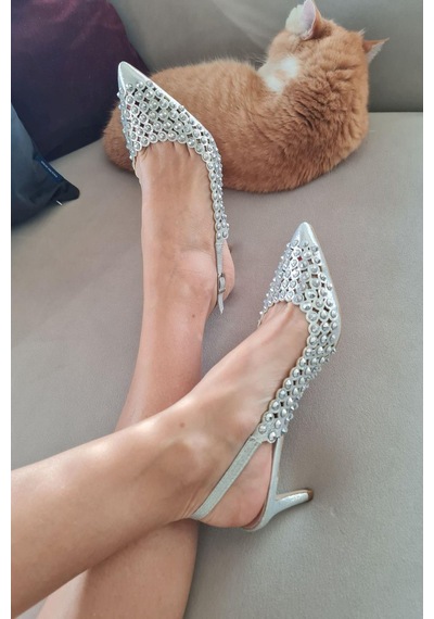 036 4467 Topukla Kadın Taşlı 6 Cm İnce Topuklu Abiye Ayakkabı 001