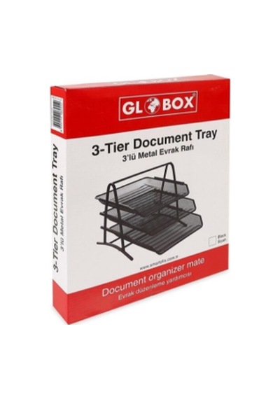 GLOBOX - 3’lü Metal Evrak Rafı