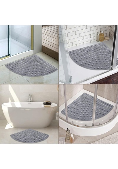 Mainshop Paspas Banyo Duş Küvet Için Vantuzlu Su Drenajlı 54x54 Cm M-163 Gri
