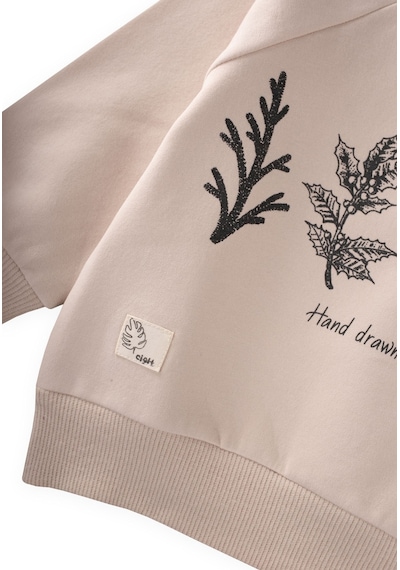 Cigit Ağaç Baskılı Sweatshirt 1-7 Yaş Kum Kum Rengi