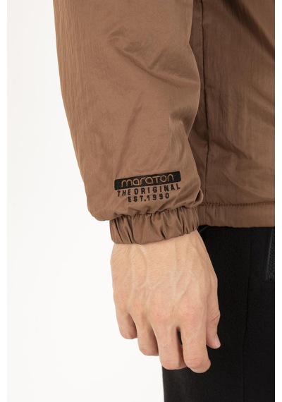 Maraton Sportswear Comfort Erkek Kapşonlu Uzun Kol Basic Taba Yağmurluk 21353-taba Taba