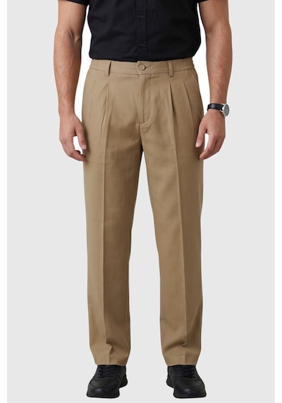 Deep Sea Deepsea Bej Baggy Fit Pileli Kumaş Pantolon Likralı, Beli Lastikli Rahat Kesim Erkek Pantolon 2600920