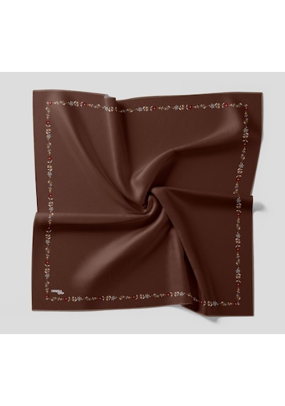 Bonjela Soft Eşarp Minimal Çiçek Desen Kahve Kahve