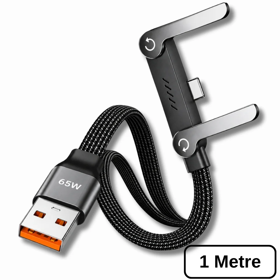 Samsung Uyumlu Usb 3.0 To Type C Şarj Data Kablosu Standlı Katlanabilir Hızlı 65w Örgülü Kablo 1 Metre