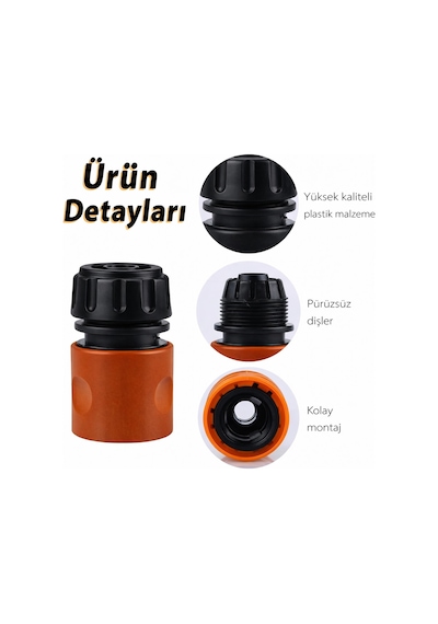 1/2" Hortum Musluk Bağlantı Adaptörü 2 Adet + 1/2-3/4" Musluk Adaptörü Bahçe Sulama Aparatı 1