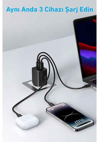 65w Gan Hızlı Şarj Adaptörü 1xusb Pd Qc3.0 2xtype-c Laptop