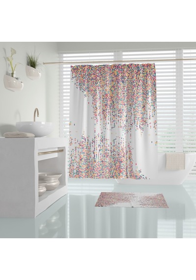 Zethome Tropik Dotted Banyo Duş Perdesi Tek Kanat 180X200 Çok Renkli