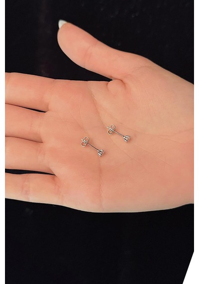 14 Ayar Altın Tek Taş Küpe Mini 001